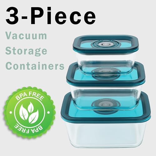 Avid Armor BPA-Free Borosilicate Glass Vacuum Containers, Set of 3