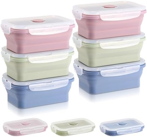 Mifoci 6 Pcs Collapsible Food Storage Containers with Lid, Morandi