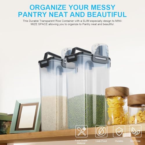 Uppetly Rice Airtight Dry Food Storage Containers, BPA Free Plastic