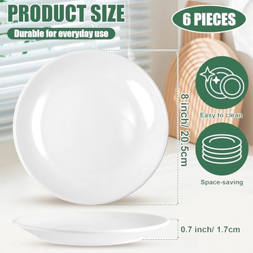 Set Of 6 8 Inch White Dinner Plates