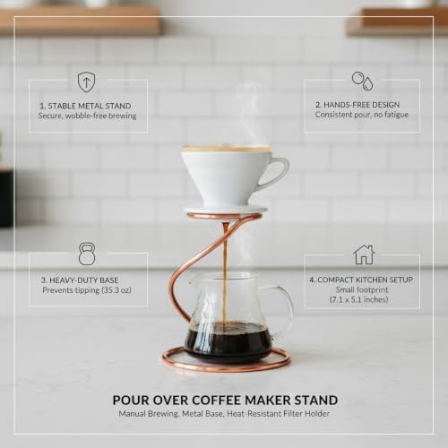 Pour Over Coffee Maker Stand with Dripper, Metal Base for Stable