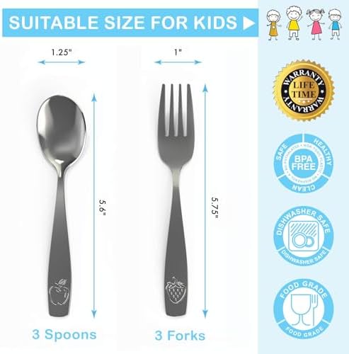 CHILLOUT LIFE Kids Silverware Set, Stainless Steel Utensils, 12-Piece