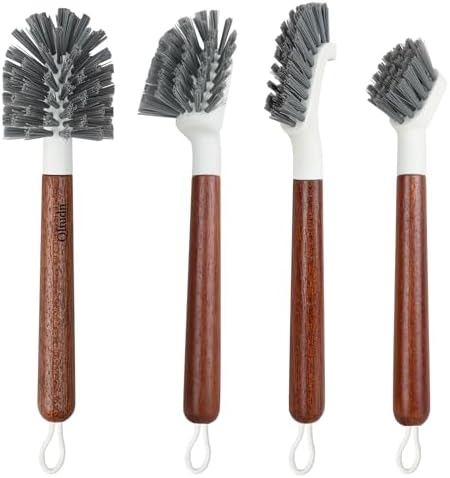 4-Pack Heavy Duty Scrub Brushes with 11" Sapele Wood Handle – PBT