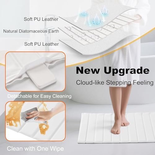 Stone Dish Drying Mat for Kitchen Counter with Silicone Sink Mat