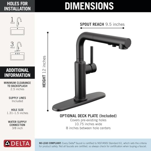 Delta Daneri Matte Black Pull-Out Kitchen Faucet 16879-BL-DST