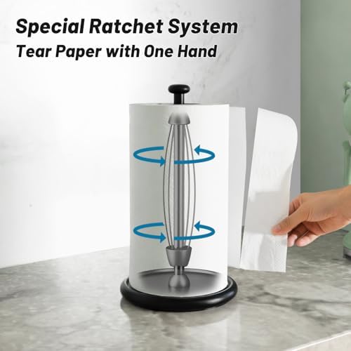 VEHHE Countertop Paper Towel Holder, Black, Weighted Base