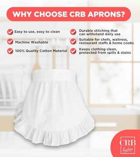 CRB Fashion Waist Apron Kitchen Cooking Restaurant Cotton Bistro Half