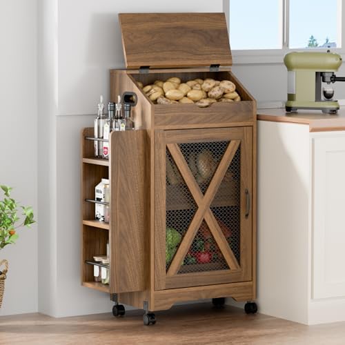 Potato and Onion Storage Bin Movable Bread Box with Lid Modern