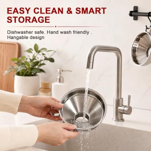 2-Piece Set Canning Funnel Set, Stainless Steel Wide Mouth with