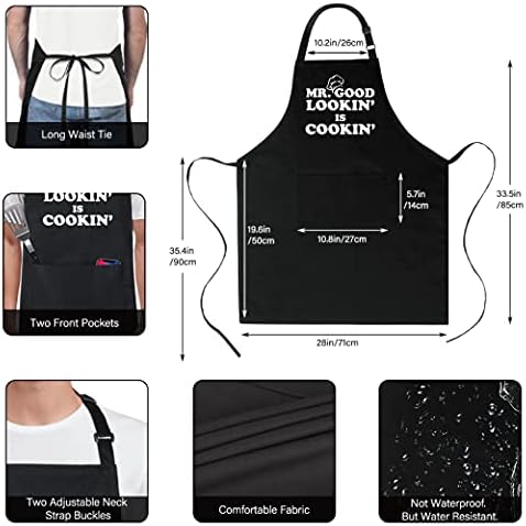 Xornis 100% Cotton Funny Apron with 2 Pockets for Men Women BBQ