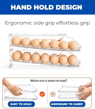Egg Holder for Fridge, 2 Pack, 18 Eggs Each