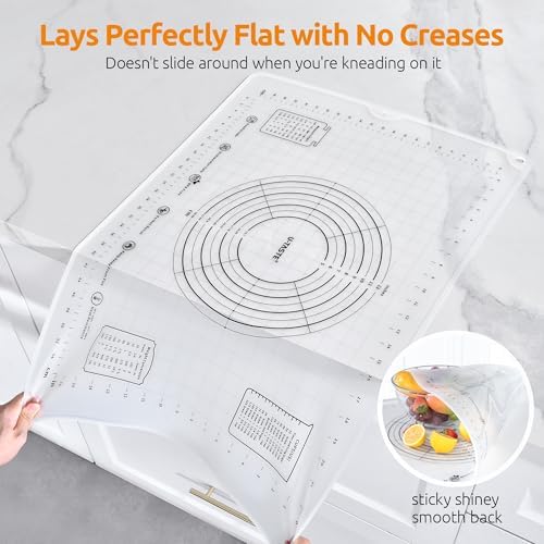 U-Taste Silicone Pastry Mat, 28 x 20 Inch, Transparent