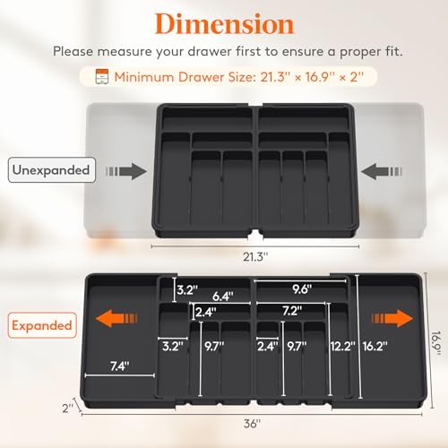 Lifewit Silverware Drawer Organizer, Expandable Plastic Utensil Tray