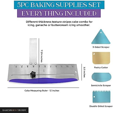 Bakers Best Buddy 12 Inch Adjustable Cake Smoother Tool for Icing and