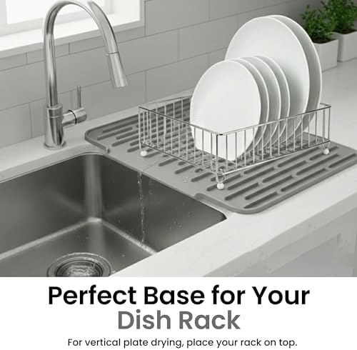 Silicone Dish Drying Mat with Drain Spout – Extra Large 15.7"x12.4"