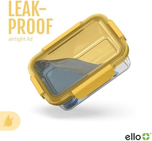 Ello Color Lock 3.4 Cup Glass Meal Prep Containers, 5 Pack