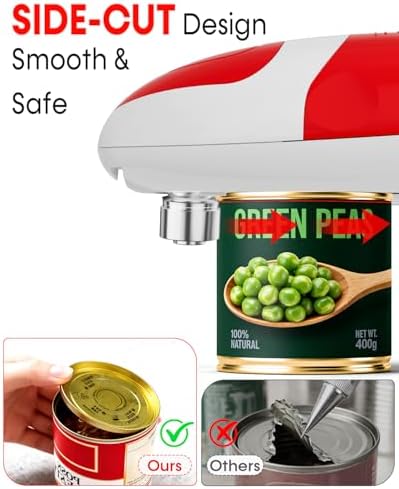Electric Can Opener for Seniors One Touch - Easy Use, Smooth Edge Side