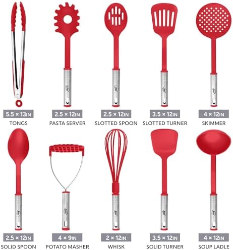 Kitchen Utensils Set, 10 Nylon Stainless Steel Cooking Utensils, Non