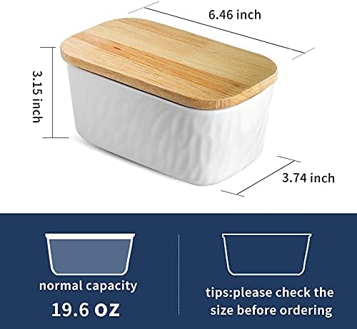 KOOV Porcelain Large Butter Dish with Lid, Airtight Butter Container