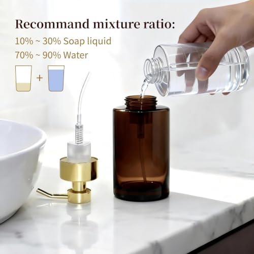 Bathroom Countertop Foaming Soap Dispenser Glass with Stainless Steel