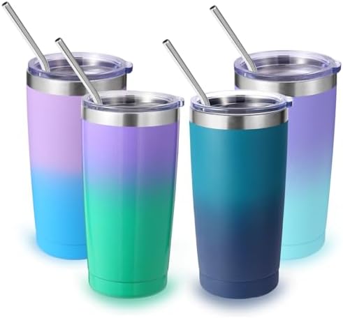Volhoply 20oz Stainless Steel Tumbler with Lid and Straw Bulk 4