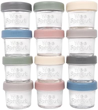 WeeSprout Glass Baby Food Storage Jars, 4 oz, 12 Pack
