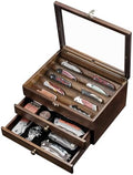 Knife Display Case with Glass Lid, 3-Layer