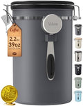 Veken Coffee Canister,39OZ, 2.2lbs,Large Airtight Stainless Steel
