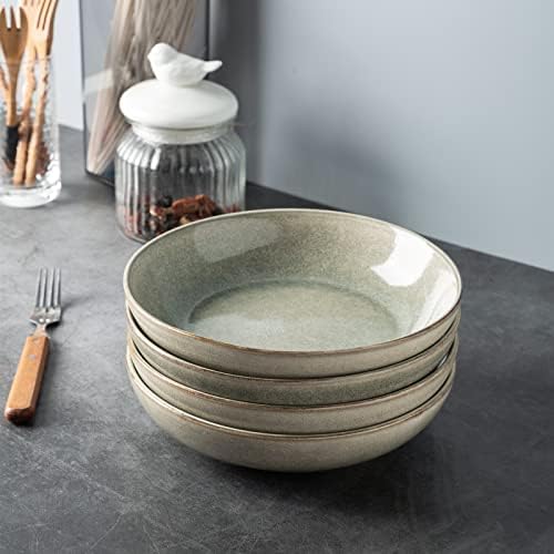 AmorArc 8.5’’ Ceramic Pasta Bowls Set of 4, 36oz Large Stoneware Bowls