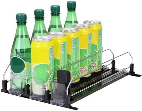 Self-Pushing 3-Row Beverage Rack for Refrigerator, Holds 15 Cans
