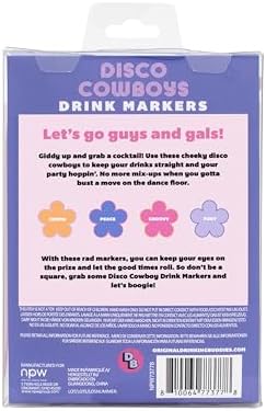 NPW Drinking Buddies Disco Cowboys Drink Markers & Wine Glass Charms