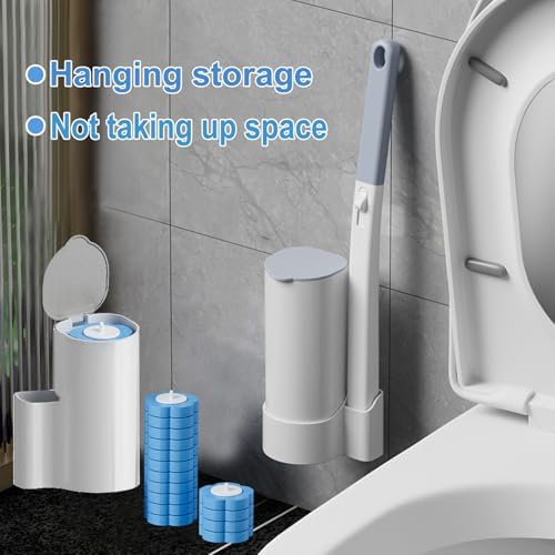 Disposable Toilet Brush and Holder Set, 2 Pack, Blue