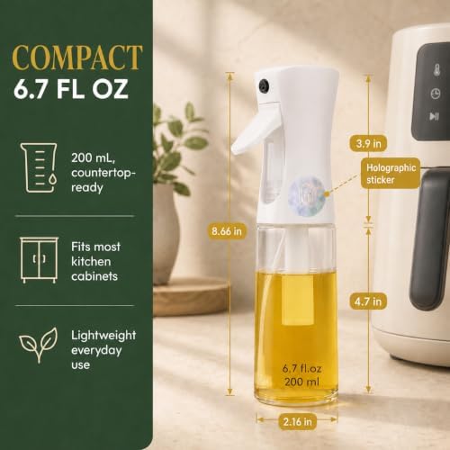 Olive Oil Sprayer for Cooking, 6.7 fl oz Glass