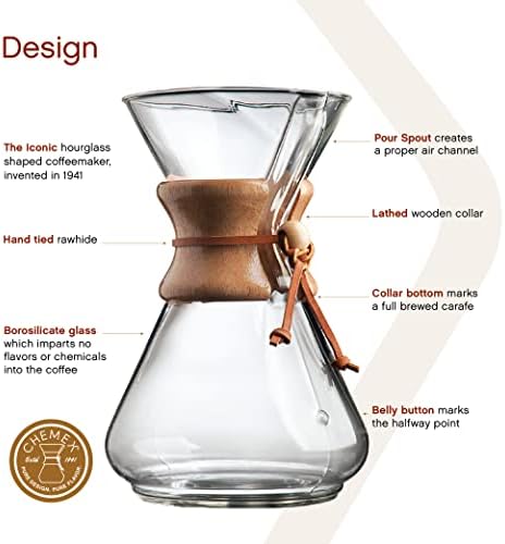 Chemex Pour-Over Glass Coffeemaker, 10-Cup