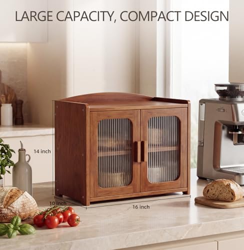 Solid Wood Bread Box, Kitchen Countertop Storage Cabinet