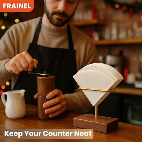 Walnut Wood Coffee Filter Holder, Cone Filter Paper Stand, Coffee