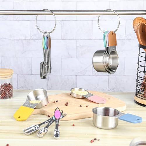 Magnetic Measuring Cups and Spoons Set, 7 Stainless Steel Measuring