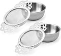 Picowe 2 Pack Tea Strainer Bowl, Stainless Steel Sliver Tea Strainers