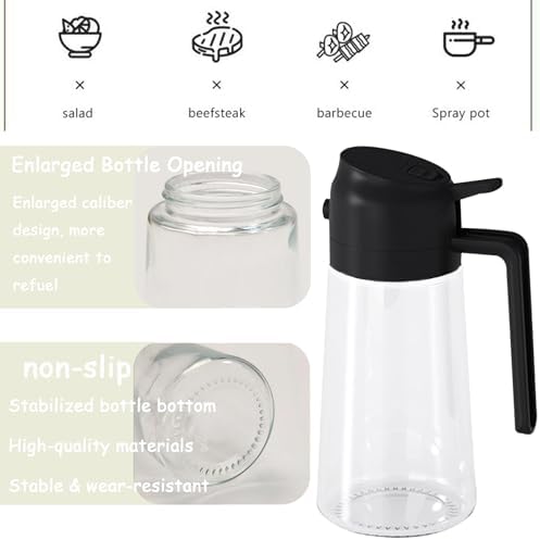 2-in-1 Oil Dispenser and Sprayer, 470ml, Black