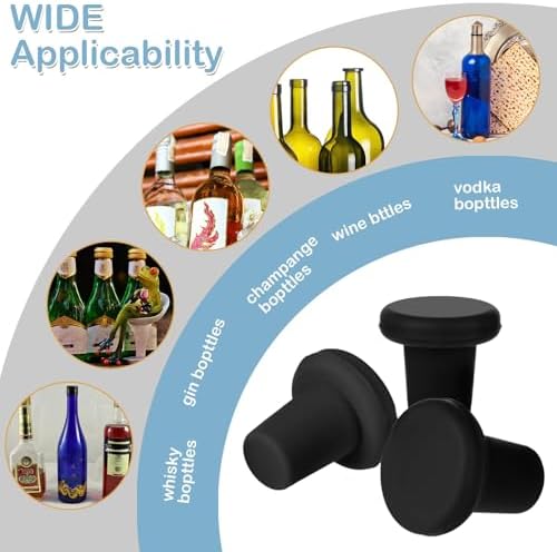 Yookeer 8 Pack Silicone Wine Stoppers for Glass Bottles Beer, Black
