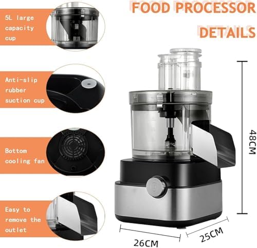5-in-1 Electric Vegetable Chopper, 5000ml, 5 Cube Grid