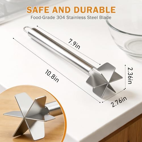 Meat Masher, 6 Blade Stainless Steel Ground Beef Chopper Kitchen Tool