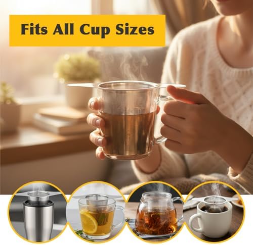 2 Pack 304 Stainless Steel Tea Infuser with Lid, Extra Fine Mesh Loose