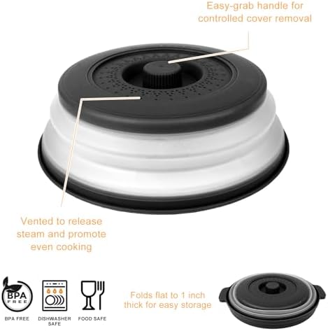 Microwave Splatter Cover Vented for Food,Collapsible Splatter Guard &