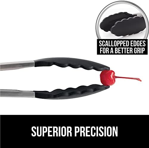 Gorilla Grip Tongs Set of 2, 7 and 9 Inch, Black
