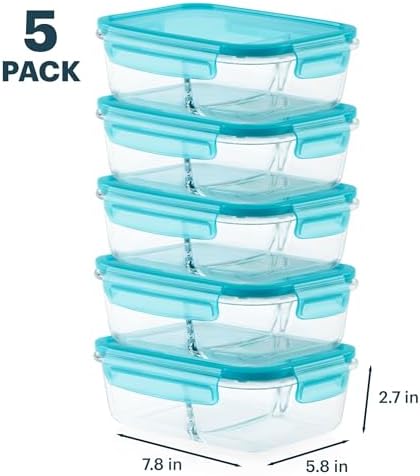 Pyrex 5-Pack 4 Cup Glass Meal Boxes with Locking Lids