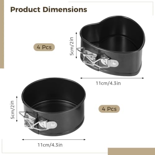 4 Inch Springform Pans, 8 Pcs Mini Springform Pans Set, Spring Form
