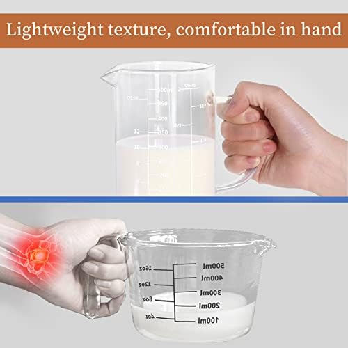 Newness Glass Measuring Cup with Handle, 500 ML (16 Oz, 2 Cup)