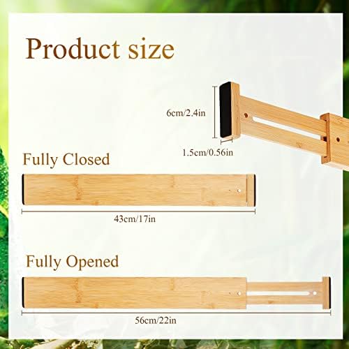 Sawysine 12 Pcs Bamboo Drawer Dividers Adjustable Drawer Organizers