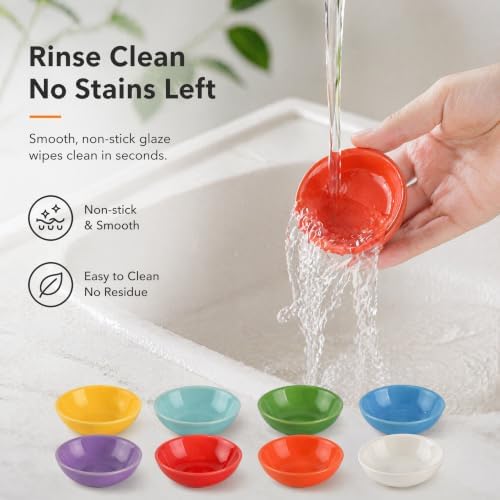 ZENFUN Set of 8 Ceramic Pinch Bowls Set, 3.5 Oz Porcelain Round Sauce